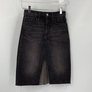 Joes Jeans Nerine high rise black denim skirt raw frayed hem front slit new 23